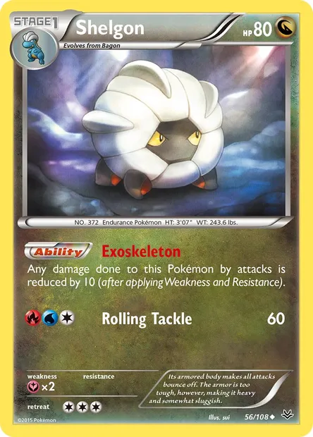 Shelgon, Pokémon card ROS 56 — Roaring Skies set