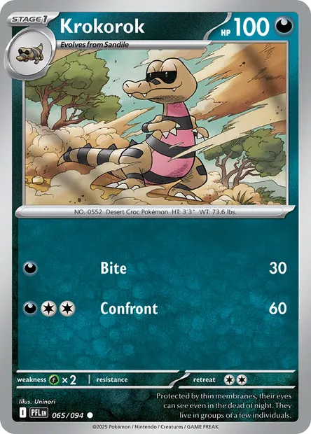 Krokorok, Pokémon card PFL 065 — Phantasmal Flames set
