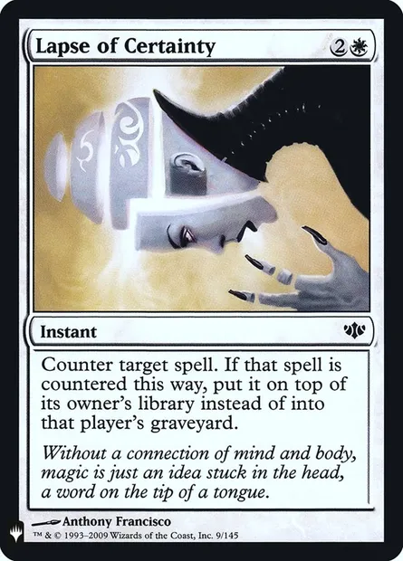 Absence de certitude, carte Magic PLST CON-9 — extension The List