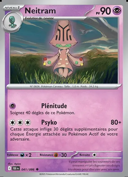 Neitram, carte Pokémon BLK 041 — extension Foudre Noire