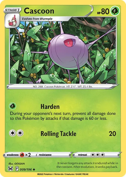 Cascoon, Pokémon card LOR 009 — Lost Origin set