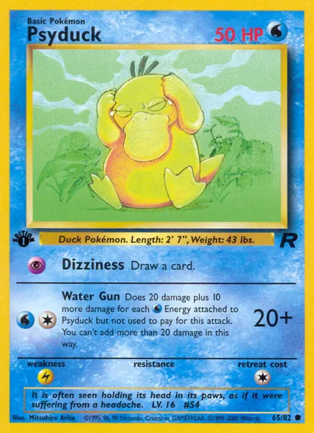 Psyduck, Pokémon card TR 65 — Team Rocket set