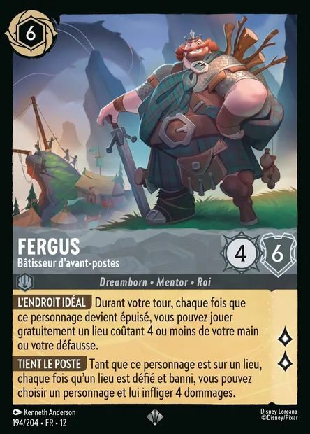 Fergus - Bâtisseur d'avant-postes, carte Disney Lorcana CH12-194 — extension Contrées Inconnues