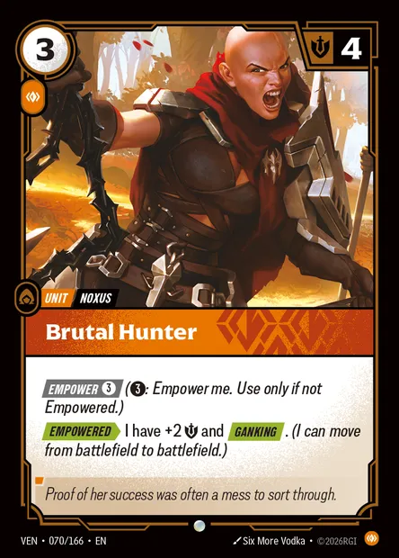 Brutal Hunter, Riftbound card VEN 070 — Vendetta set