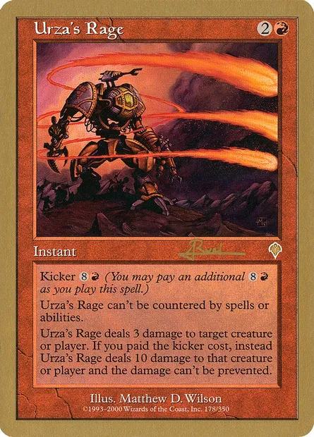 Urza's Rage, Magic card WC01 ar178 — World Championship Decks 2001 set