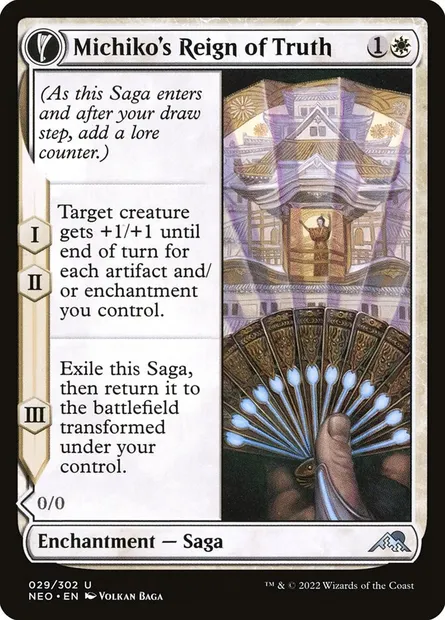Michiko's Reign of Truth // Portrait of Michiko, Magic card NEO 29 — Kamigawa: Neon Dynasty set