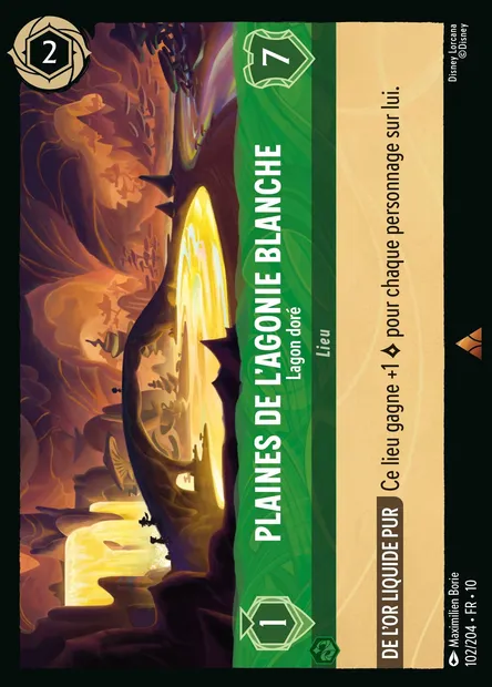 Plaines de l'Agonie Blanche - Lagon doré, carte Disney Lorcana CH10-102 — extension Lueurs dans les Profondeurs