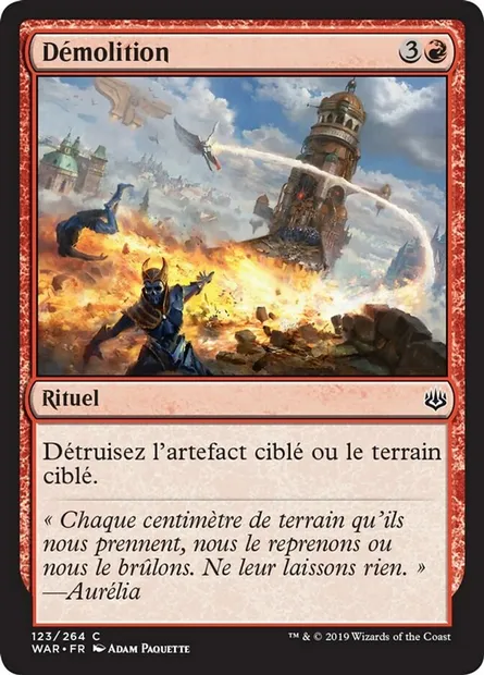 Démolition, carte Magic WAR 123 — extension La guerre des Planeswalkers