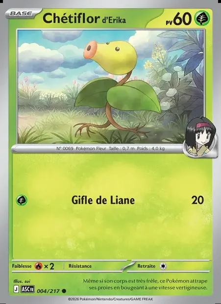 Chétiflor d'Erika, carte Pokémon ASC 004 — extension Héros Transcendants