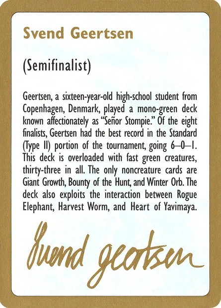 Svend Geertsen Bio, carte Magic WC97 sg0a — extension World Championship Decks 1997