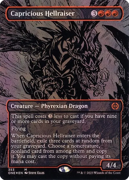 Capricious Hellraiser, Magic card ONE 353 — Phyrexia: All Will Be One set
