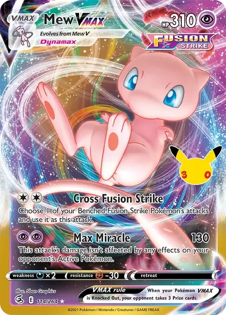 Mew-VMAX, carte Pokémon 30C CC026 — extension 30ᵉ Anniversaire