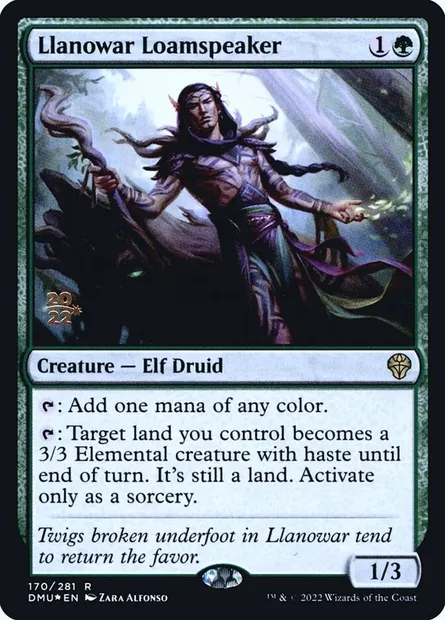Llanowar Loamspeaker, Magic card PDMU 170s — Dominaria United Promos set
