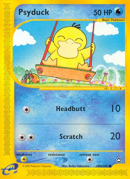 Psyduck, Pokémon card AQ 104 — Aquapolis set