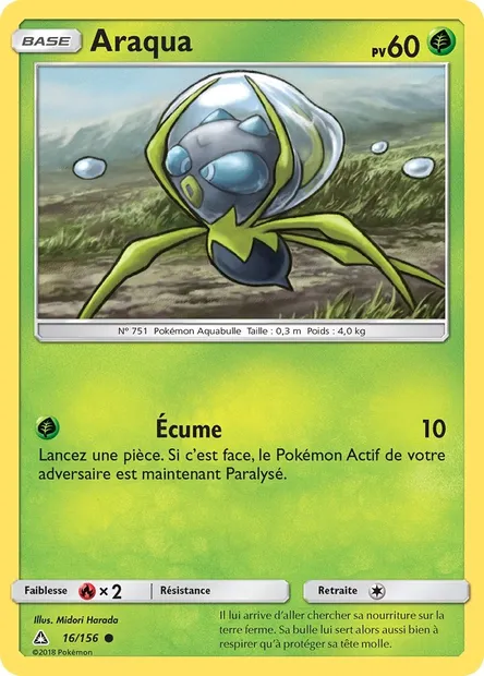 Araqua, carte Pokémon UPR 16 — extension Ultra-Prisme