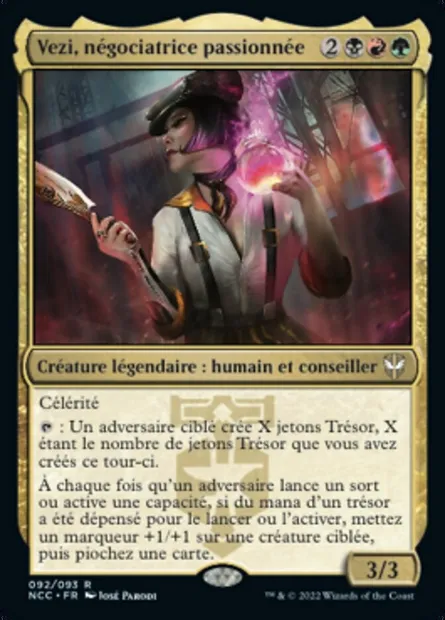 Vezi, négociatrice passionnée, carte Magic NCC 92 — extension New Capenna Commander