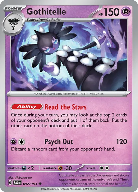 Gothitelle, Pokémon card PAL 092 — Paldea Evolved set