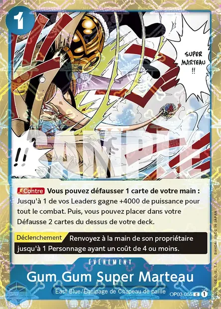 Gum Gum Super Marteau, carte One Piece OP03-055 — extension PILLARS OF STRENGTH