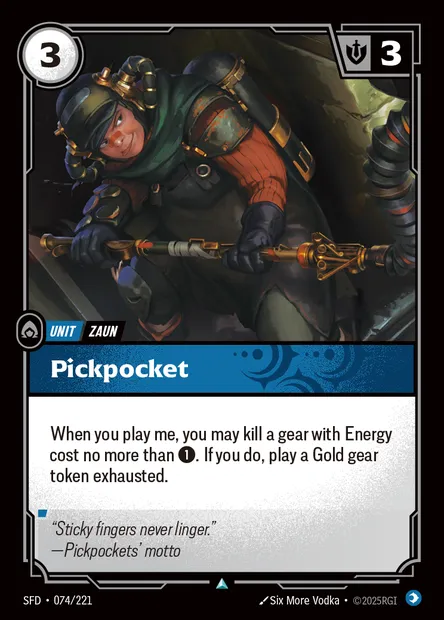 Pickpocket, carte Riftbound SFD 074 — extension Spiritforged