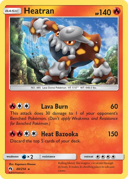 Heatran, Pokémon card LOT 48 — Lost Thunder set