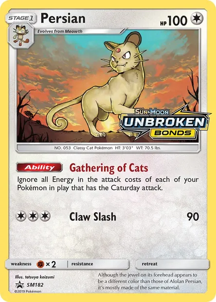 Persian, carte Pokémon SM 182 — extension Promo SM