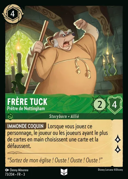 Frère Tuck - Prêtre de Nottingham, carte Disney Lorcana CH3-073 — extension Les Terres d'Encres