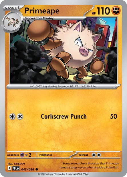 Primeape, Pokémon card PBL 043 — Pitch Black set