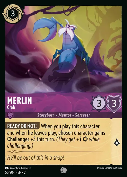 Merlin - Crab, Disney Lorcana card CH2-050 — Rise of the Floodborn set