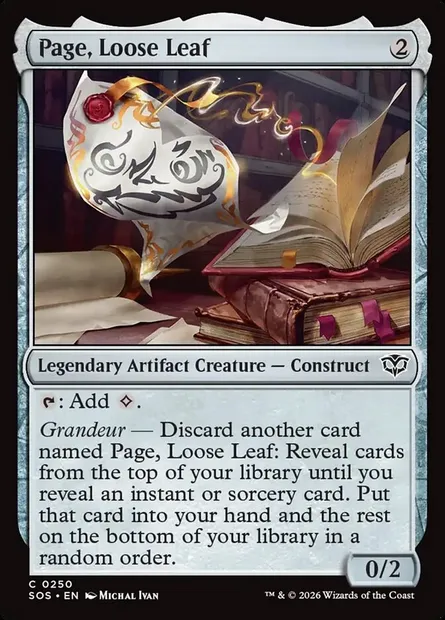 Page, Loose Leaf, Magic card SOS 250 — Secrets of Strixhaven set