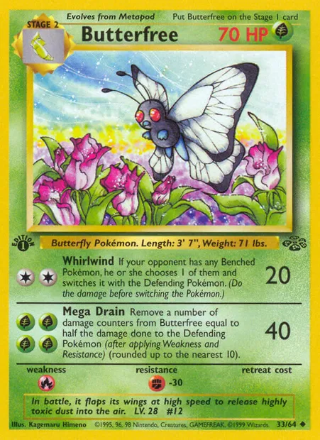 Butterfree, Pokémon card JU 33 — Jungle set