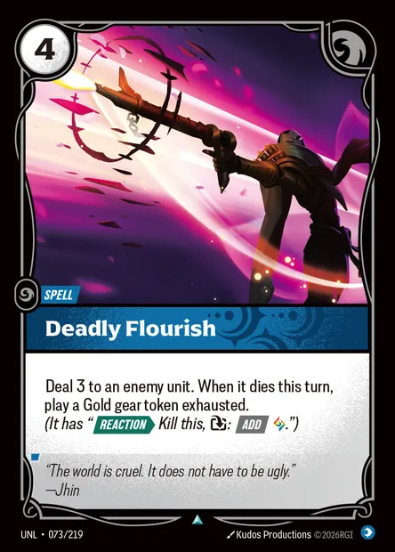 Deadly Flourish, Riftbound card UNL 073 — Unleashed set