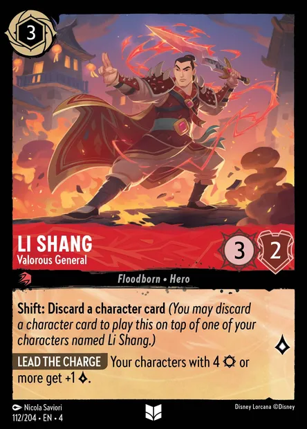 Li Shang - Valorous General, Disney Lorcana card CH4-112 — Ursula's Return set