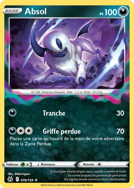 Absol, carte Pokémon CRZ 076 — extension Zénith Suprême
