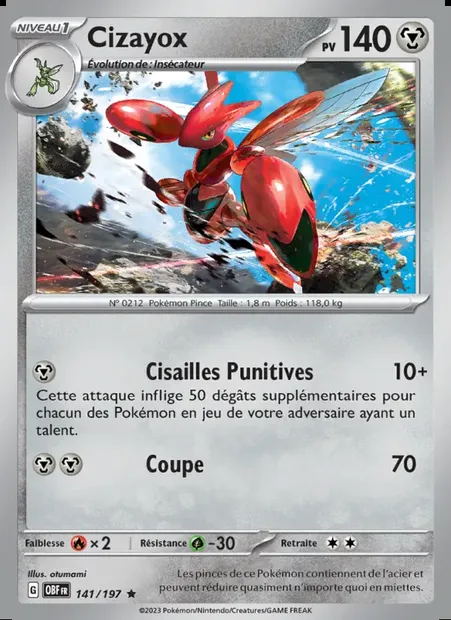 Cizayox, carte Pokémon OBF 141 — extension Flammes Obsidiennes