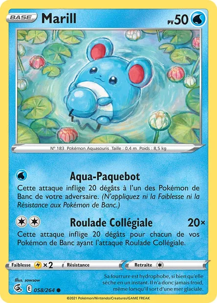Marill, carte Pokémon FST 58 — extension Poing de Fusion