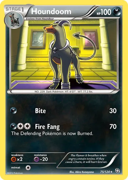 Houndoom, Pokémon card DRX 75 — Dragons Exalted set