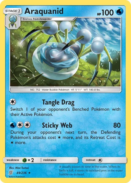 Araquanid, Pokémon card UNM 49 — Unified Minds set