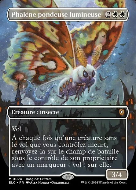 Phalène pondeuse lumineuse, carte Magic BLC 74 — extension Bloomburrow Commander