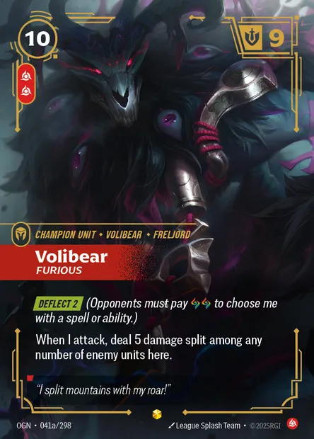 Volibear, carte Riftbound OGN 041a — extension Origins