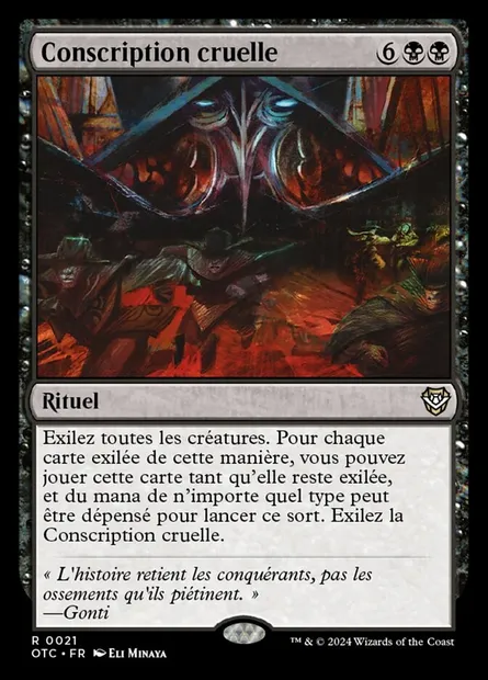 Conscription cruelle, carte Magic OTC 21 — extension Outlaws of Thunder Junction Commander
