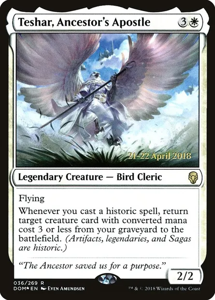 Teshar, Ancestor's Apostle, Magic card PDOM 36s — Dominaria Promos set
