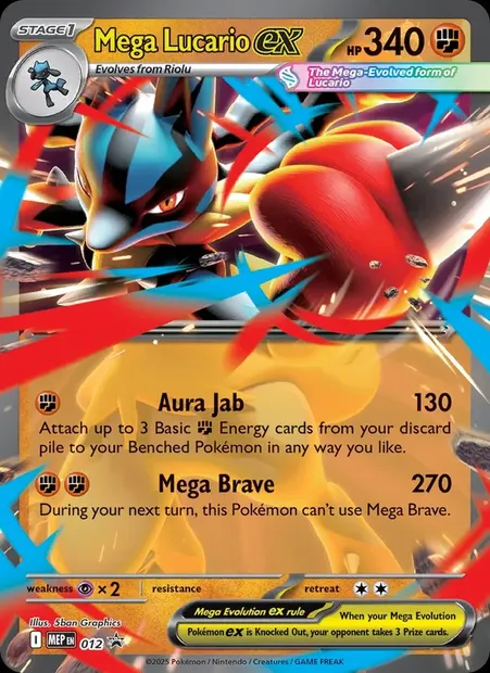 Méga-Lucario-ex, carte Pokémon MEP 012 — extension MEP Black Star Promos