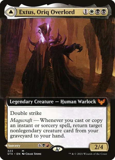 Extus, suzerain de l'Oriq // Réveiller l'Avatar de sang, carte Magic STX 323 — extension Strixhaven: l'Académie des Mages