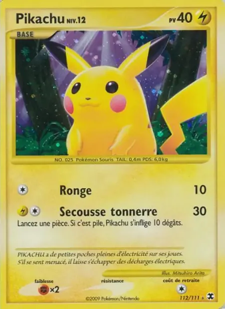 Pikachu Niv. 12, carte Pokémon RR 112 — extension Rivaux Émergeants
