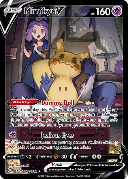 Mimikyu V, Pokémon card BRS TG16 — Brilliant Stars set