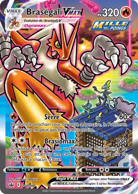 Braségali VMAX, carte Pokémon CRE 201 — extension Règne de Glace