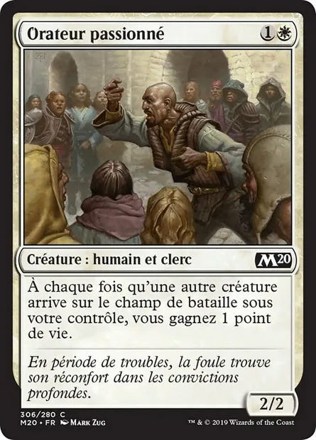 Orateur passionné, carte Magic M20 306 — extension Core Set 2020