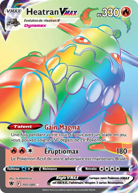Heatran VMAX, carte Pokémon ASR 191 — extension Astres Radieux