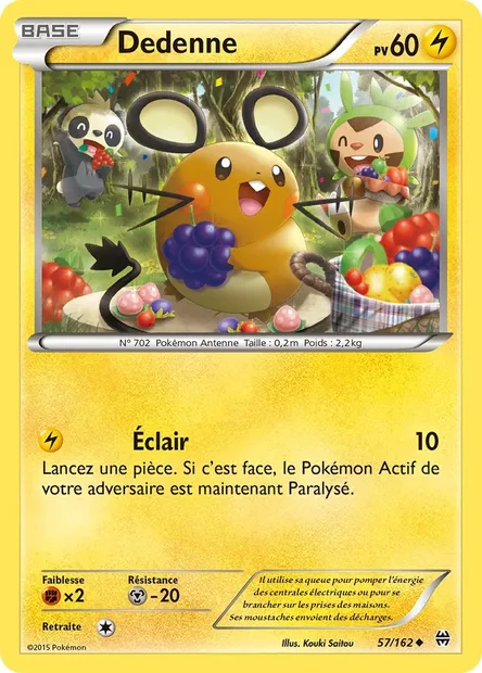 Dedenne, carte Pokémon BKT 57 — extension Impulsion Turbo