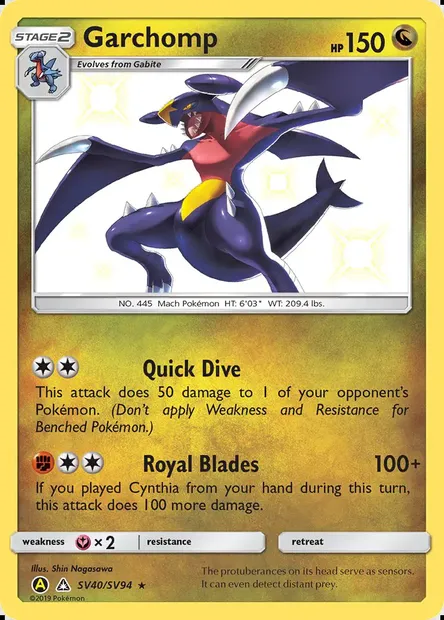 Garchomp, Pokémon card SMA SV40 — Hidden Fates Shiny Vault set